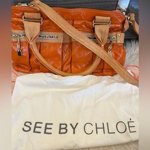 See by Chloe Day Tripper Shoulder Bag in Orange Patent Leather